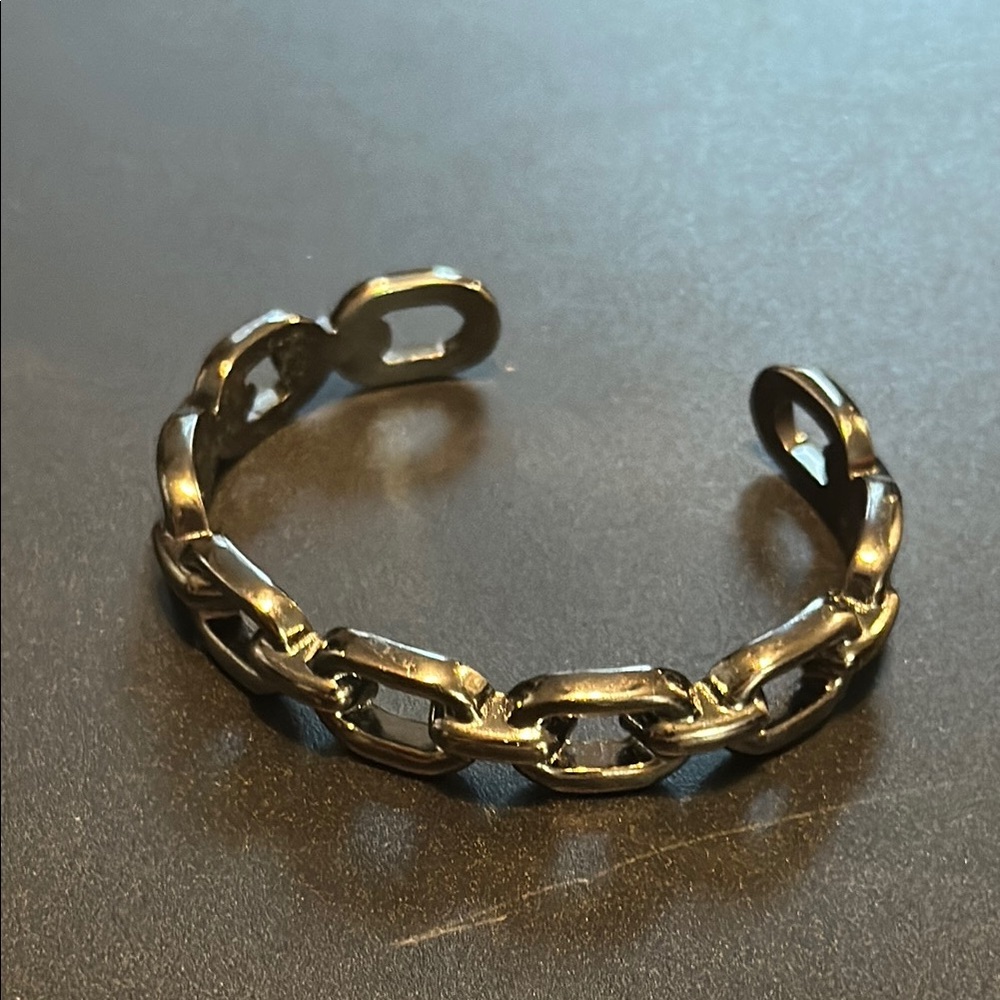 Dark Silver Chain Link open Bracelet
